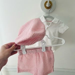 Spring seesucker infant set with the hat size 0-3 months